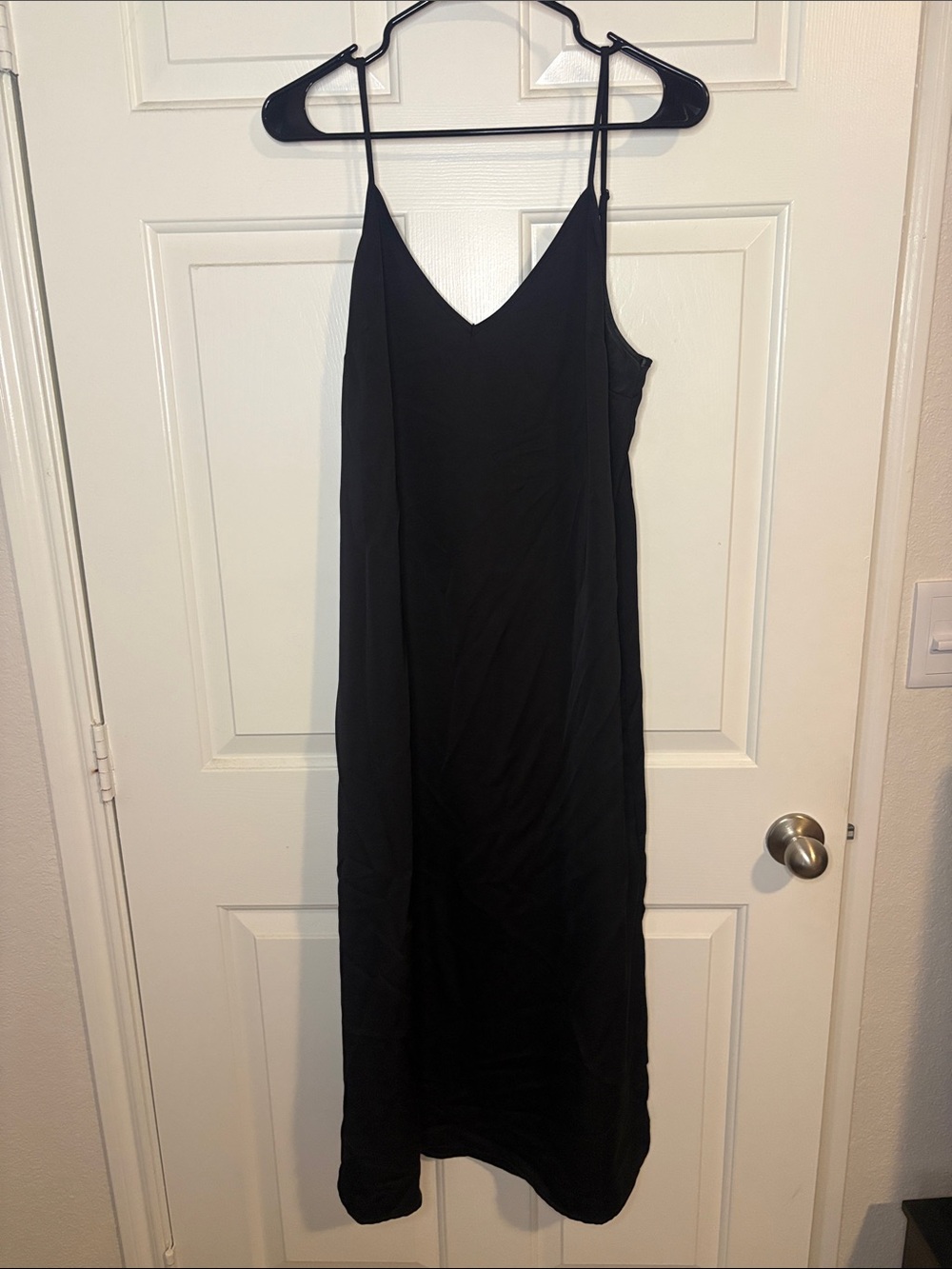 a new day Black Midi Slip Dress with Spaghetti Straps